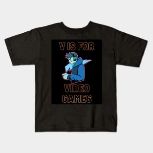 v is for video games funny valentines day gamer Kids T-Shirt